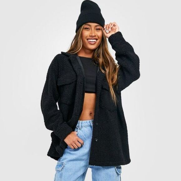 EcoThreads | Teddy Women's Black Jacket Size M - Picture 1 of 5